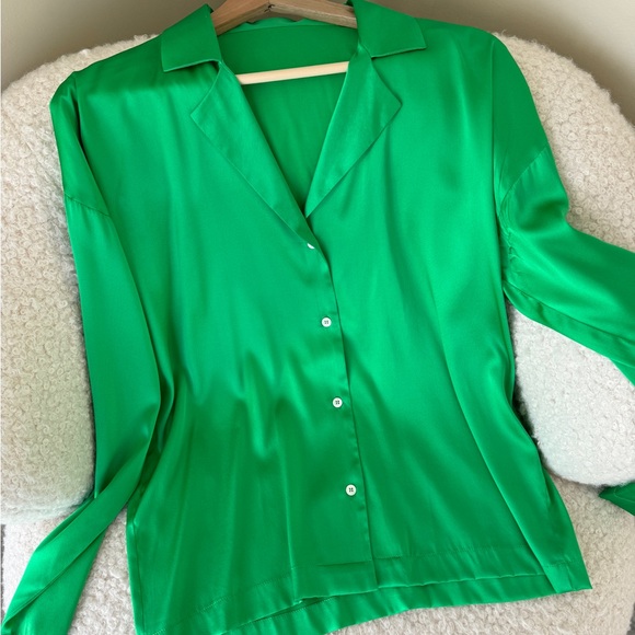 Green Silk Button down shirt - Picture 10 of 15